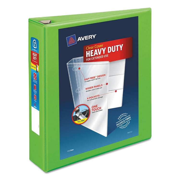 Avery - Heavy-Duty View Binder with DuraHinge and One Touch EZD Rings, 3 Rings, 2" Capacity, 11 x 8.5, Chartreuse