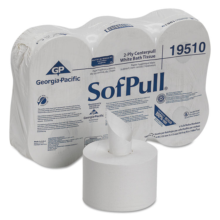 Georgia Pacific Professional - High Capacity Center Pull Tissue, Septic Safe, 2-Ply, White, 1,000/Roll, 6 Rolls/Carton