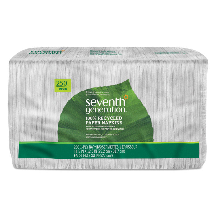 Seventh Generation - 100% Recycled Napkins, 1-Ply, 11 1/2 x 12 1/2, White, 250/Pack