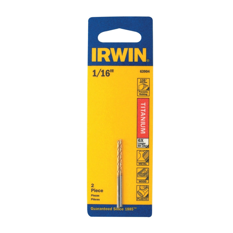 IRWIN TOOLS - Irwin 1/16 in. X 1-7/8 in. L High Speed Steel Drill Bit Set Straight Shank 2 pc