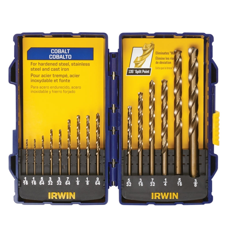 IRWIN TOOLS - Irwin Cobalt Steel Drill Bit Set Straight Shank 15 pc