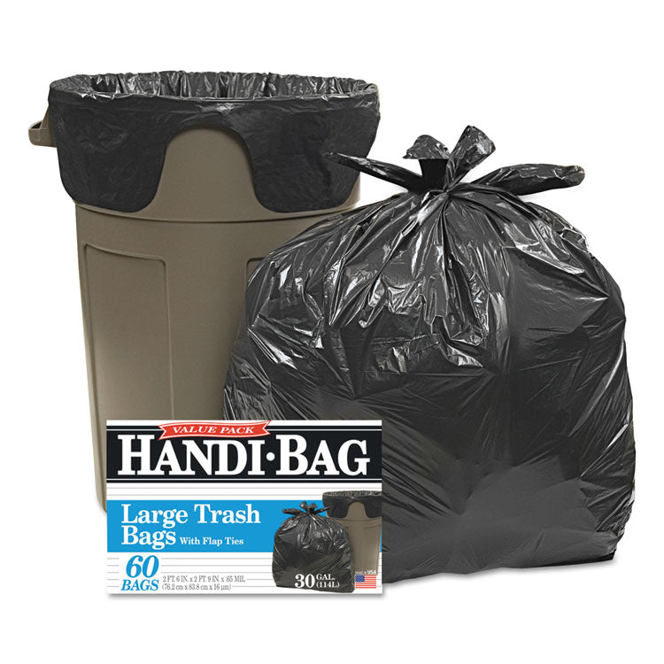 Handi-Bag - Super Value Pack, 30 gal, 0.65 mil, 30" x 33", Black, 60/Box