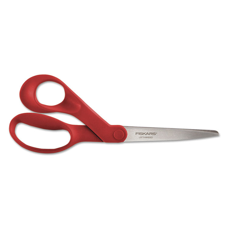 Fiskars - Our Finest Left-Hand Scissors, 8" Long, 3.3" Cut Length, Red Offset Handle