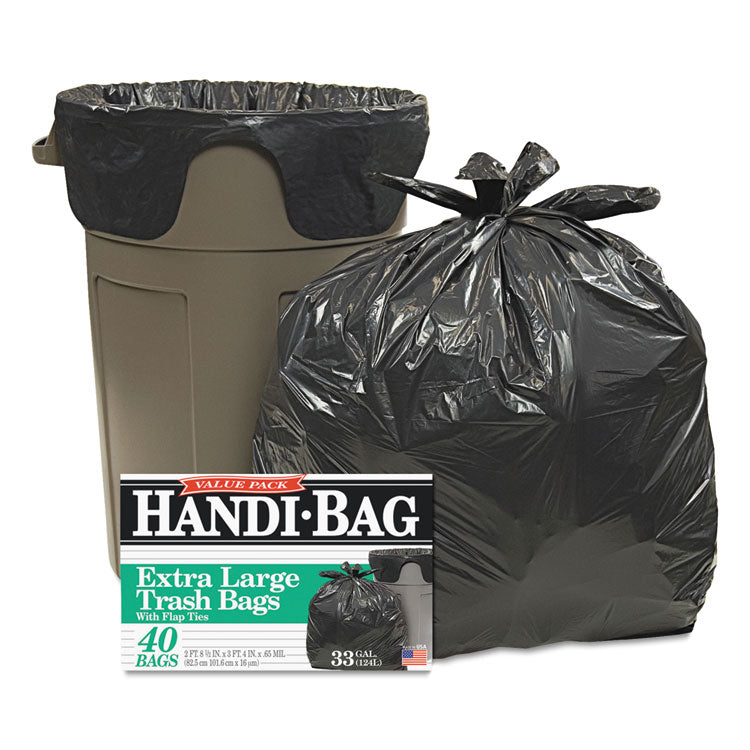 Handi-Bag - Super Value Pack, 33 gal, 0.65 mil, 32.5" x 40", Black, 40/Box