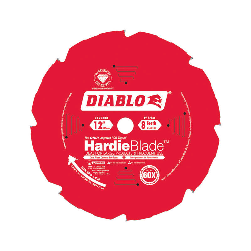 DIABLO - Diablo HardieBlade 12 in. D X 1 in. Polycrystalline Diamond Fiber Cement Blade 8 teeth 1 pk