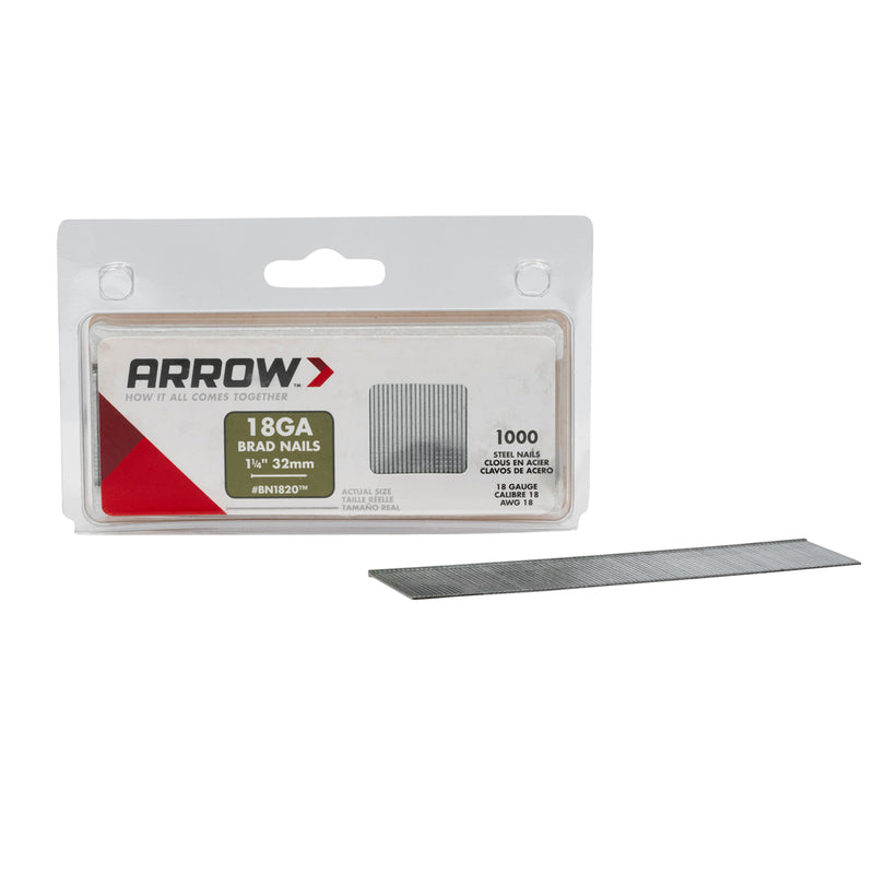 ARROW - Arrow BN18 18 Ga. X 1-1/4 in. L Galvanized Steel Brad Nails 1000 pk 0.65 lb