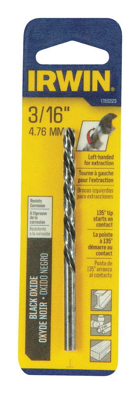 IRWIN - Irwin 3/16 in. X 3-1/2 in. L High Speed Steel Left Hand Drill Bit Round Shank 1 pc