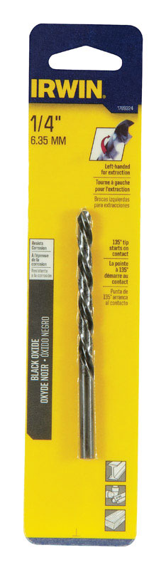 IRWIN - Irwin 1/4 in. X 4 in. L High Speed Steel Left Hand Drill Bit Round Shank 1 pc