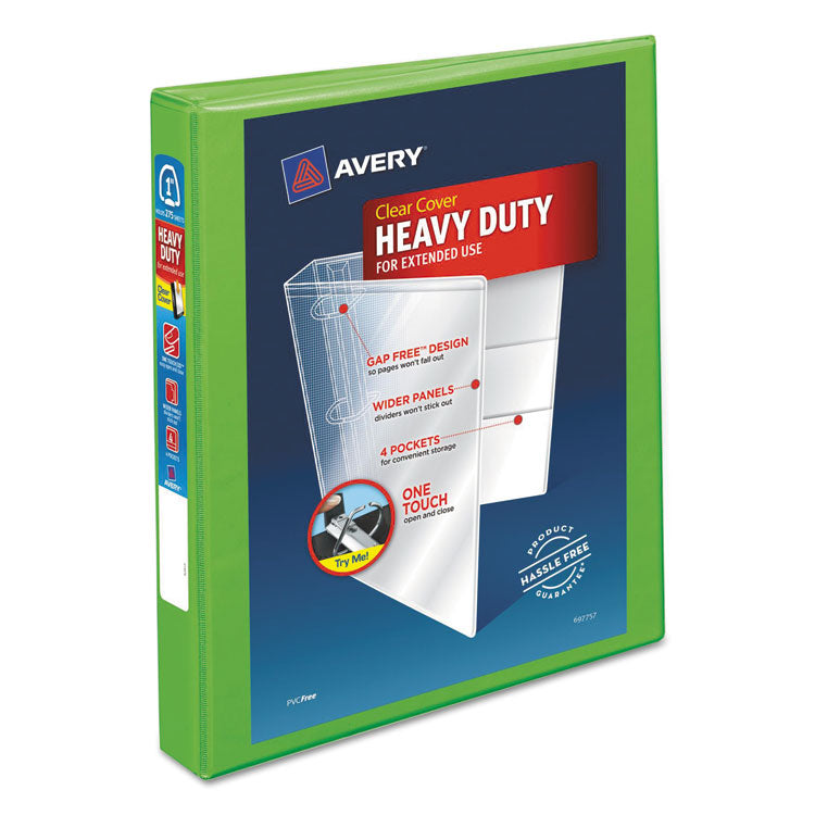 Avery - Heavy-Duty View Binder with DuraHinge and One Touch EZD Rings, 3 Rings, 1" Capacity, 11 x 8.5, Chartreuse