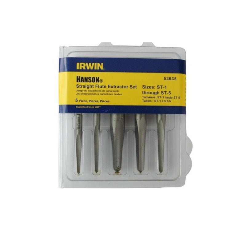 IRWIN - Irwin Hanson 3/8 in. Carbon Steel Straight Screw Extractor Set 7 in. 5 pc