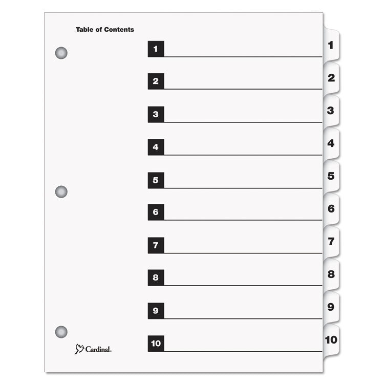 Cardinal - OneStep Printable Table of Contents and Dividers, 10-Tab, 1 to 10, 11 x 8.5, White, 1 Set (7471287)