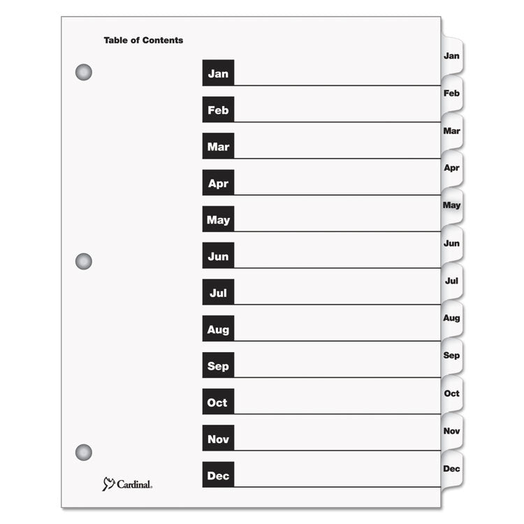 Cardinal - OneStep Printable Table of Contents and Dividers, 12-Tab, Jan. to Dec., 11 x 8.5, White, 1 Set (6553432)