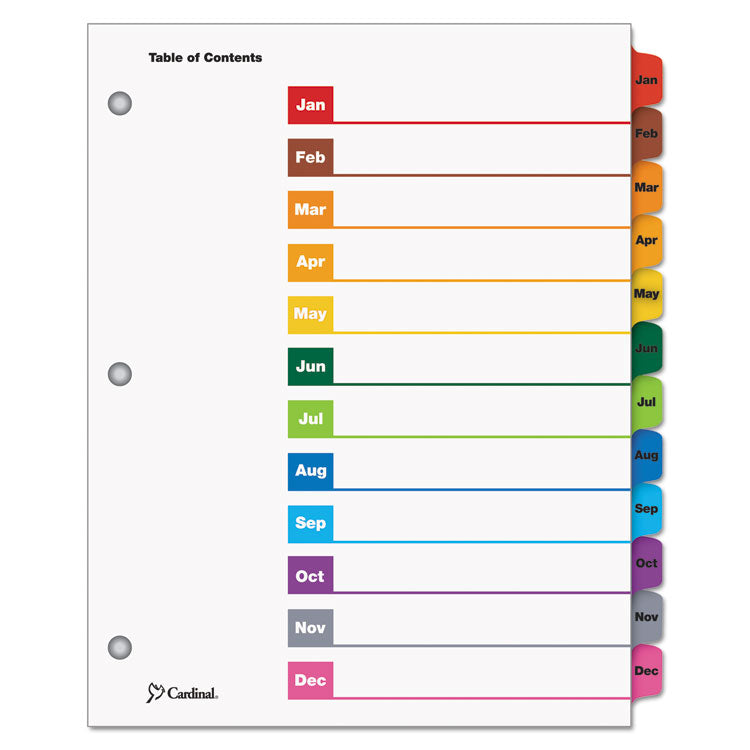 Cardinal - OneStep Printable Table of Contents and Dividers, 12-Tab, Jan. to Dec., 11 x 8.5, White, 1 Set (6553424)