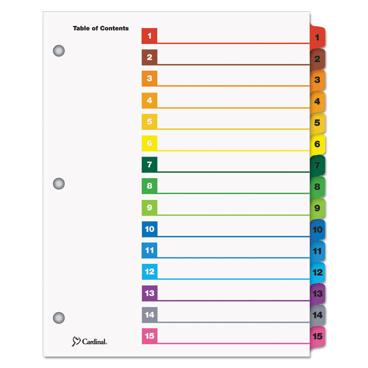 Cardinal - OneStep Printable Table of Contents and Dividers, 15-Tab, 1 to 15, 11 x 8.5, White, 1 Set (6869044)