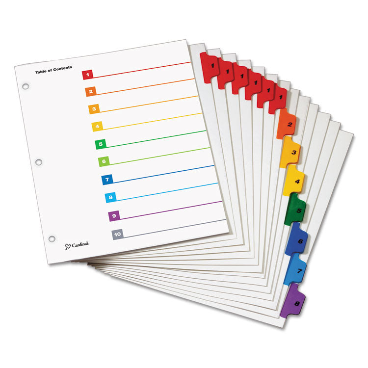 Cardinal - OneStep Printable Table of Contents and Dividers, 8-Tab, 1 to 8, 11 x 8.5, White, 6 Sets