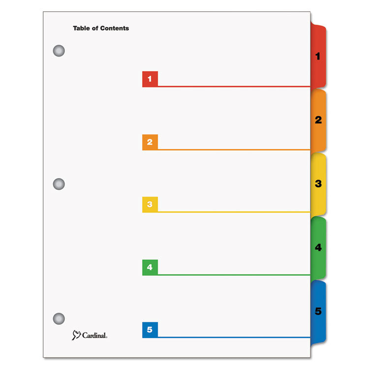 Cardinal - OneStep Printable Table of Contents and Dividers, 5-Tab, 1 to 5, 11 x 8.5, White, 1 Set (7471311)