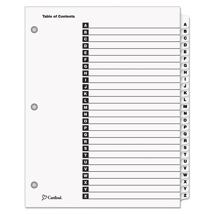 Cardinal - OneStep Printable Table of Contents and Dividers, 26-Tab, A to Z, 11 x 8.5, White, 1 Set (6553465)