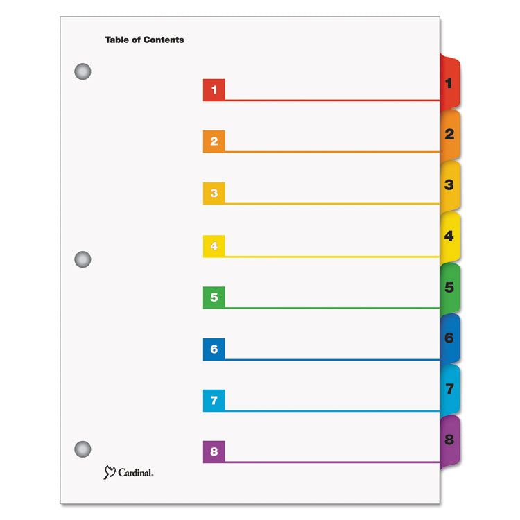 Cardinal - OneStep Printable Table of Contents and Dividers, 8-Tab, 1 to 8, 11 x 8.5, White, 1 Set (7471295)