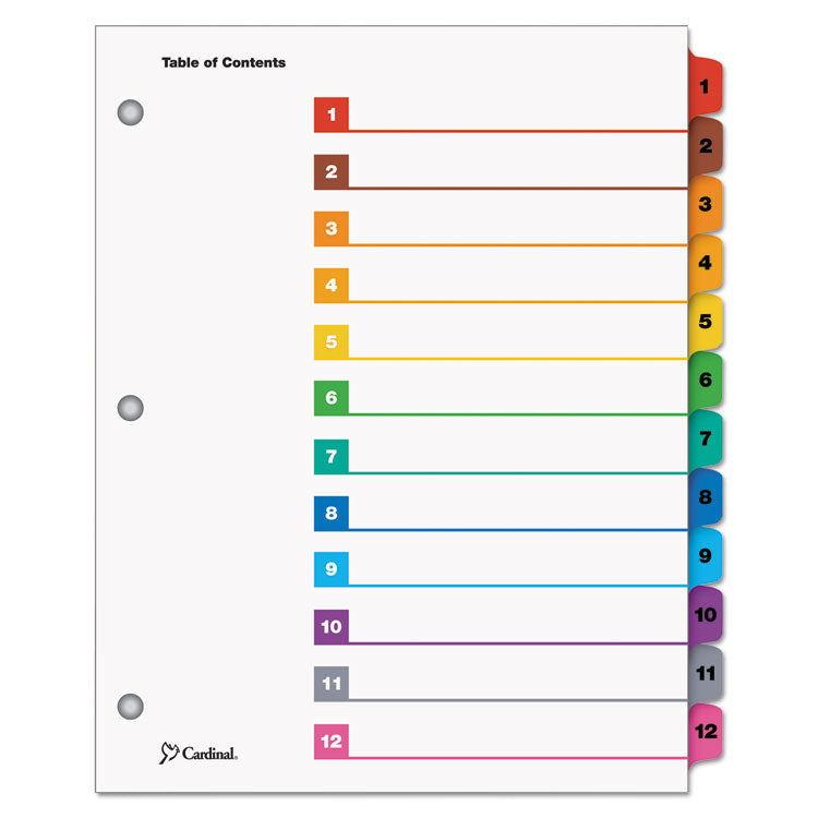 Cardinal - OneStep Printable Table of Contents and Dividers, 12-Tab, 1 to 12, 11 x 8.5, White, 1 Set (6867477)