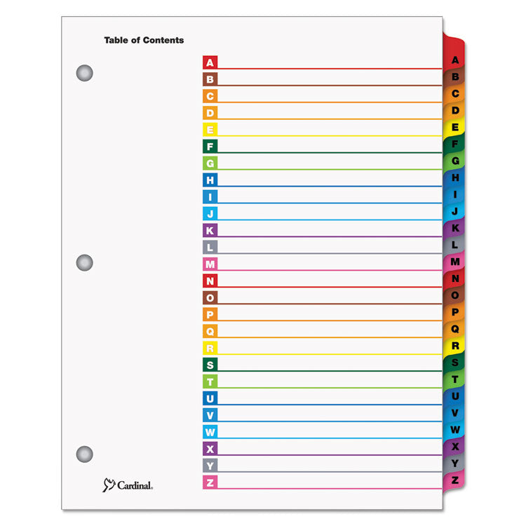 Cardinal - OneStep Printable Table of Contents and Dividers, 26-Tab, A to Z, 11 x 8.5, White, 1 Set (6553440)