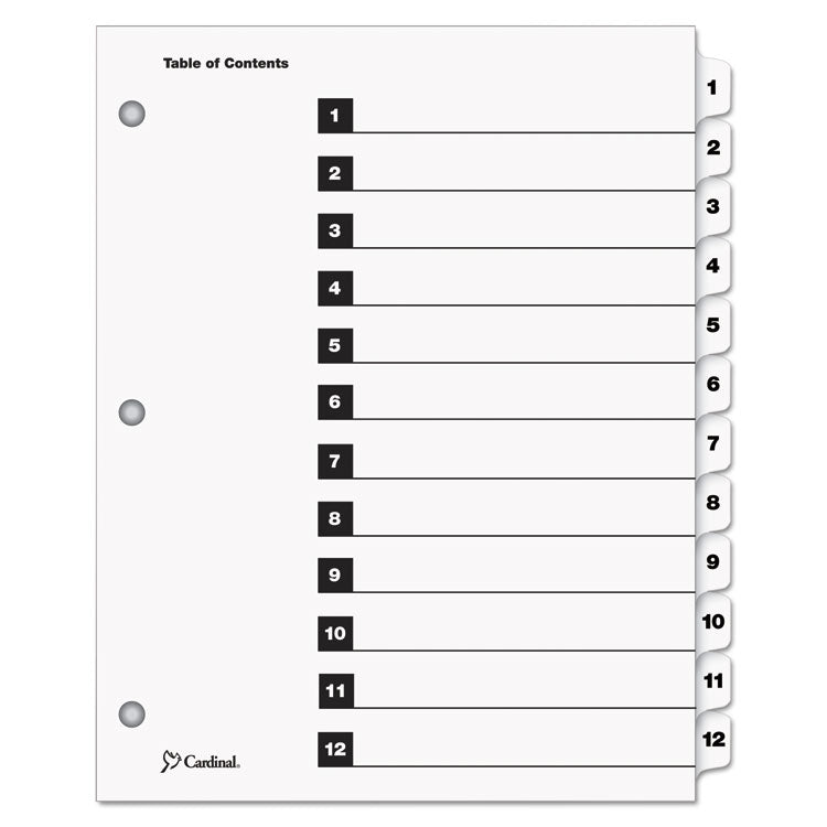 Cardinal - OneStep Printable Table of Contents and Dividers, 12-Tab, 1 to 12, 11 x 8.5, White, 1 Set (6867485)