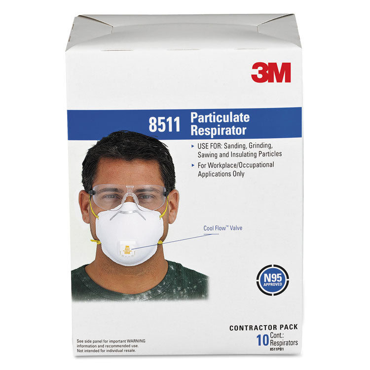 3M - Particulate Respirator w/Cool Flow Exhalation Valve, 10 Masks/Box