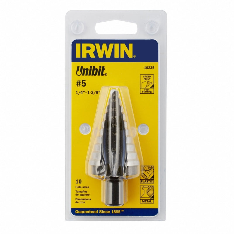 IRWIN TOOLS - Irwin Unibit 1/4 to 1-3/8 in. X 6 in. L High Speed Steel Step Drill Bit Hex Shank 1 pc