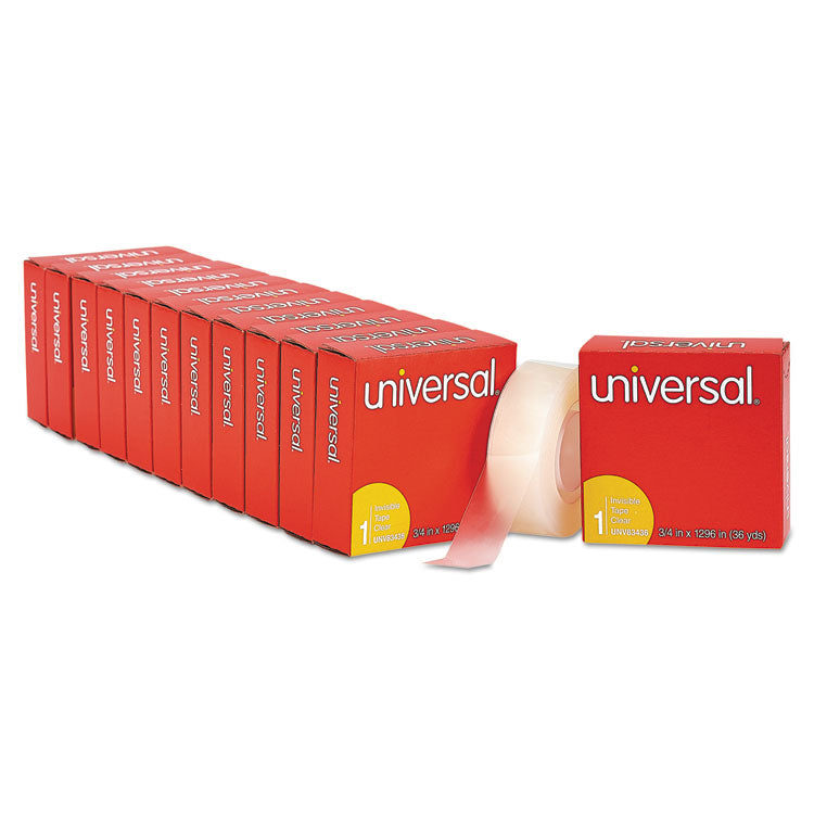 Universal - Invisible Tape, 1" Core, 0.75" x 36 yds, Clear, 12/Pack