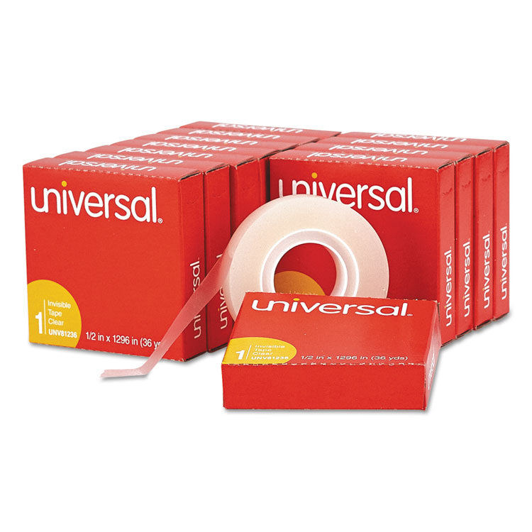 Universal - Invisible Tape, 1" Core, 0.5" x 36 yds, Clear, 12/Pack