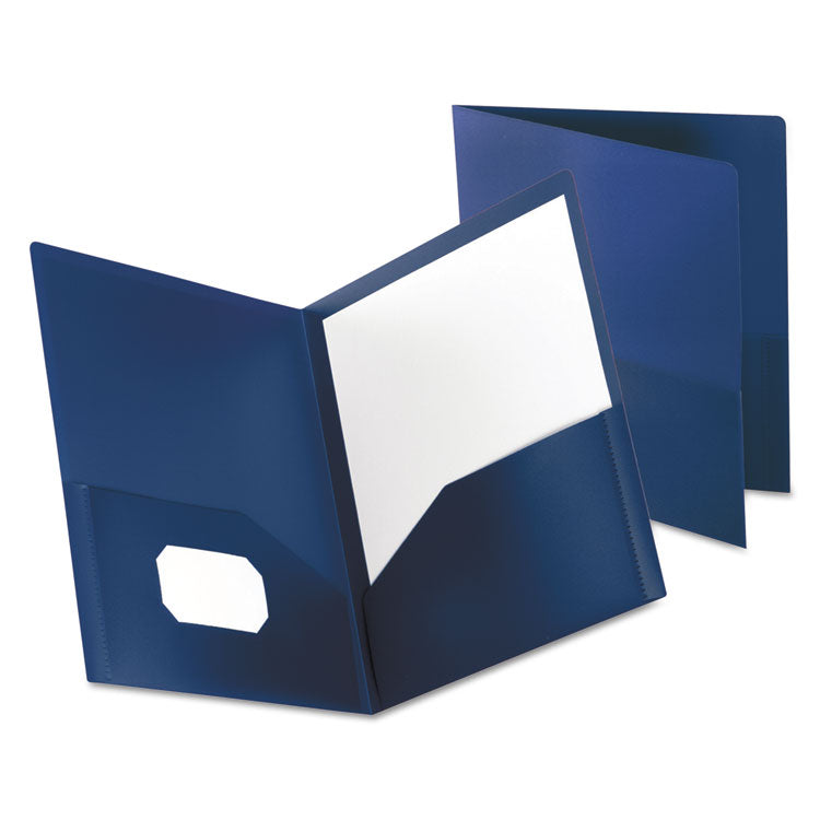 Oxford - Poly Twin-Pocket Folder, 100-Sheet Capacity, 11 x 8.5, Opaque Dark Blue