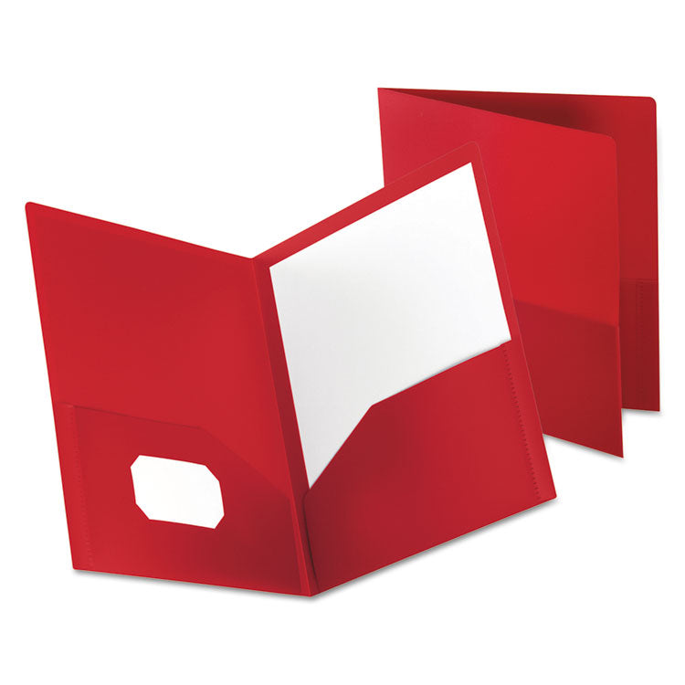 Oxford - Poly Twin-Pocket Folder, 100-Sheet Capacity, 11 x 8.5, Opaque Red