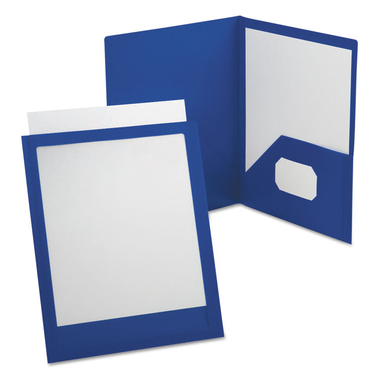 Oxford - ViewFolio Polypropylene Portfolio, 100-Sheet Capacity, 11 x 8.5, Clear/Blue