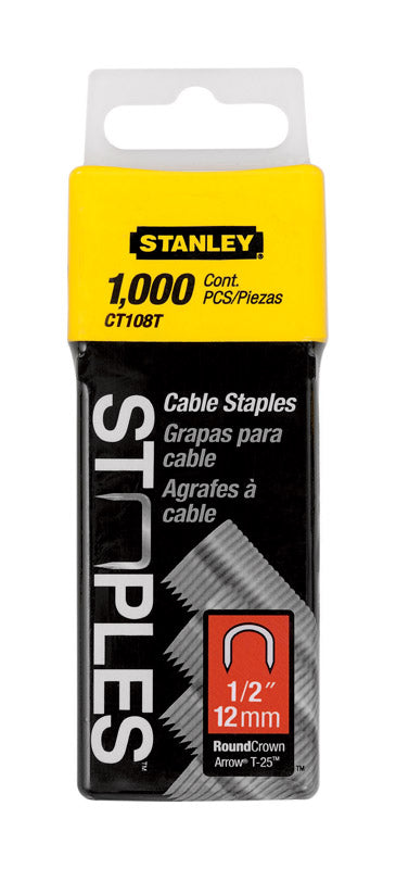 STANLEY - Stanley T25 5/16 in. W X 1/2 in. L 20 Ga. Round Crown Cable Staples 1000 pk