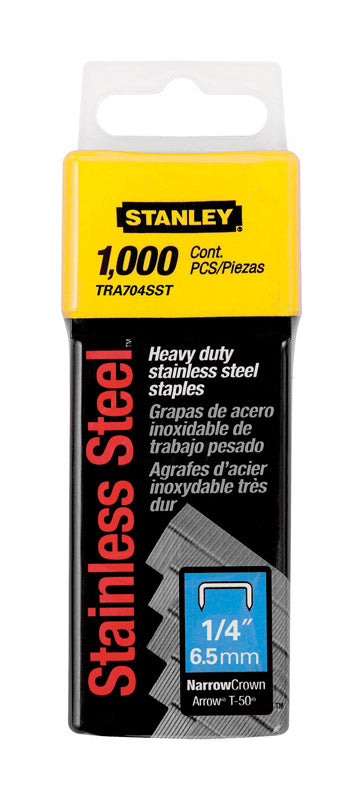 STANLEY - Stanley T50 27/64 in. W X 1/4 in. L 24 Ga. Narrow Crown Heavy Duty Staples 1000 pk