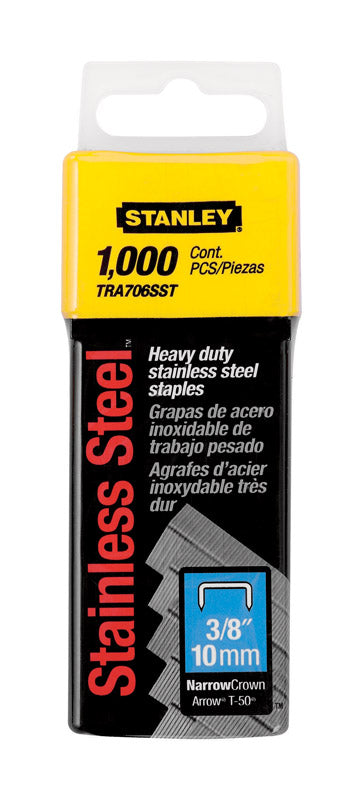 STANLEY - Stanley T50 27/64 in. W X 3/8 in. L 20 Ga. Narrow Crown Heavy Duty Staples 1000 pk