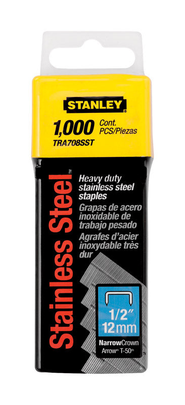 STANLEY - Stanley T50 27/64 in. W X 1/2 in. L 23 Ga. Narrow Crown Heavy Duty Staples 1000 pk