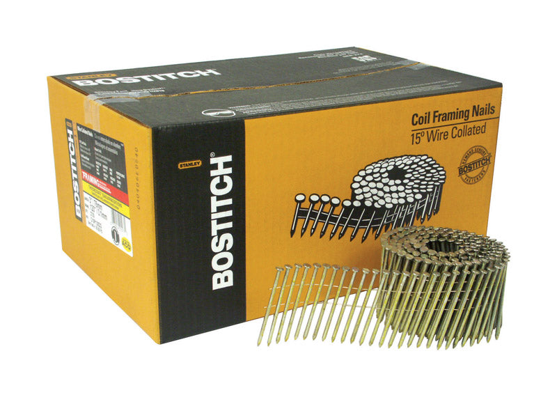 BOSTITCH - Bostitch 3 in. 11 Ga. Angled Coil Galvanized Framing Nails 15 deg 2700 pk