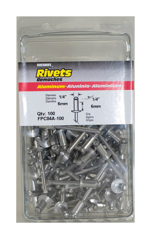 SUREBONDER - Surebonder 1/4 in. D X 1/4 in. Aluminum Rivets Silver 100 pk