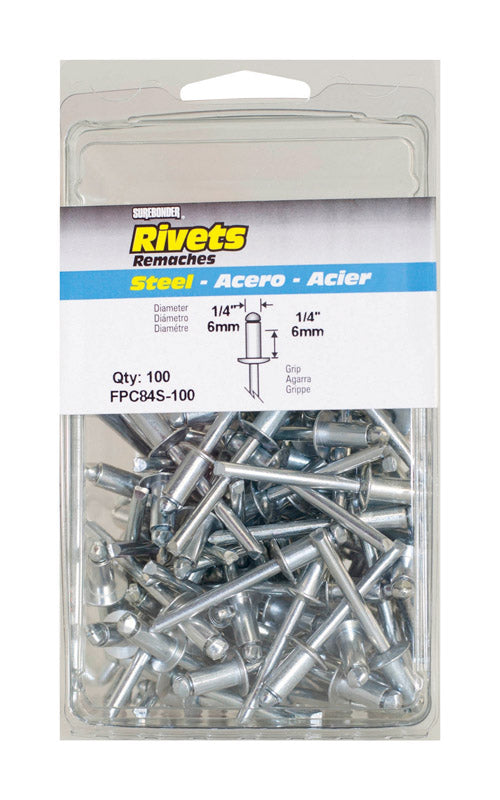 SUREBONDER - Surebonder 1/4 in. D X 3/8 in. Steel Rivets Silver 100 pk