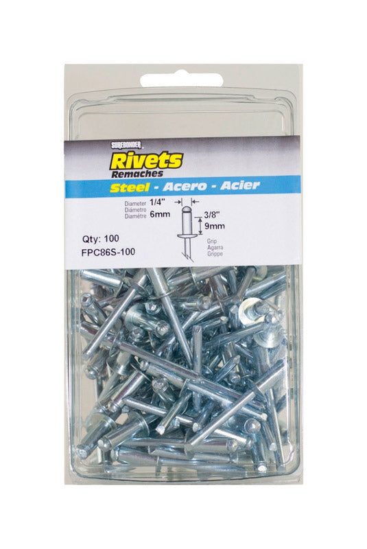 SUREBONDER - Surebonder 1/4 in. D X 1/4 in. Steel Rivets Silver 100 pk