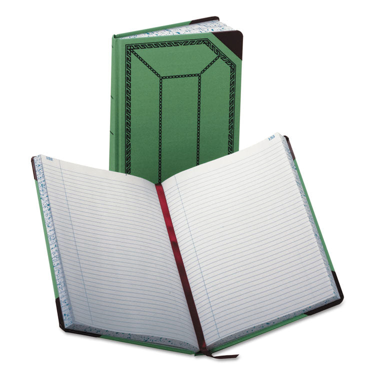 Boorum & Pease - Account Record Book, Record-Style Rule, Green/Black/Red Cover, 12.13 x 7.44 Sheets, 300 Sheets/Book