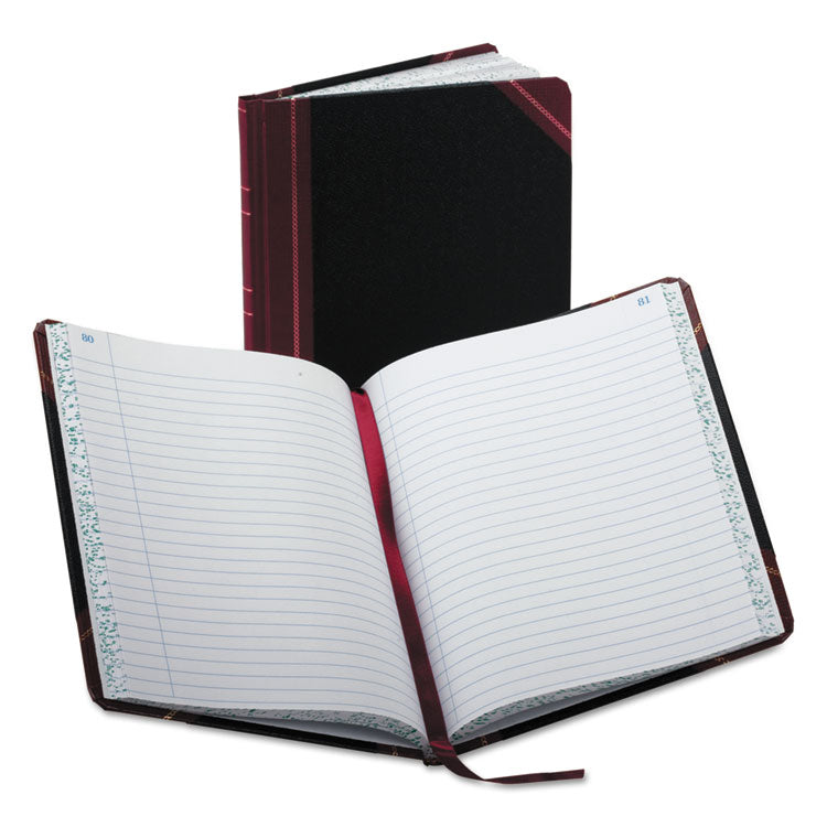 Boorum & Pease - Account Record Book, Record-Style Rule, Black/Maroon/Gold Cover, 9.25 x 7.31 Sheets, 150 Sheets/Book