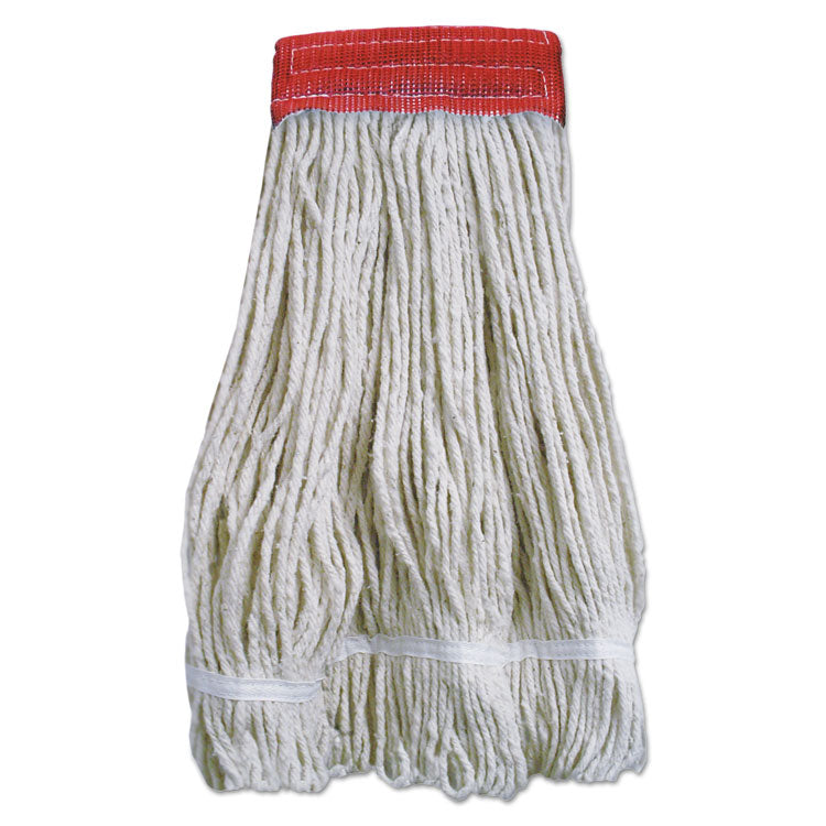 Boardwalk - Wideband Looped-End Mop Heads, 20 oz, Natural w/Red Band, 12/Carton