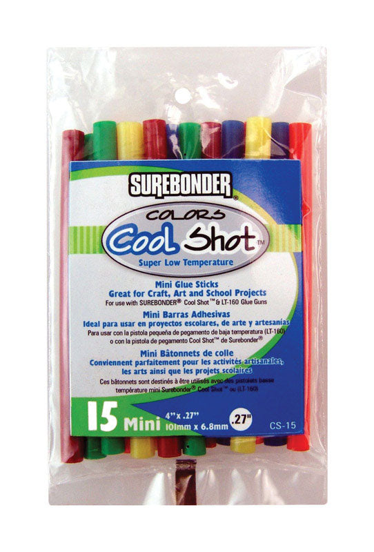 SUREBONDER - Surebonder 0.3 in. D X 4 in. L Cool Shot Mini Glue Sticks Assorted Colors 15 pk