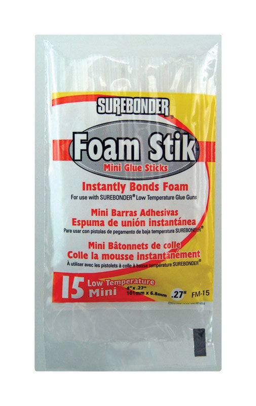 SUREBONDER - Surebonder Foam Stik .27 in. D X 4 in. L All Purpose Glue Sticks White 15 pk