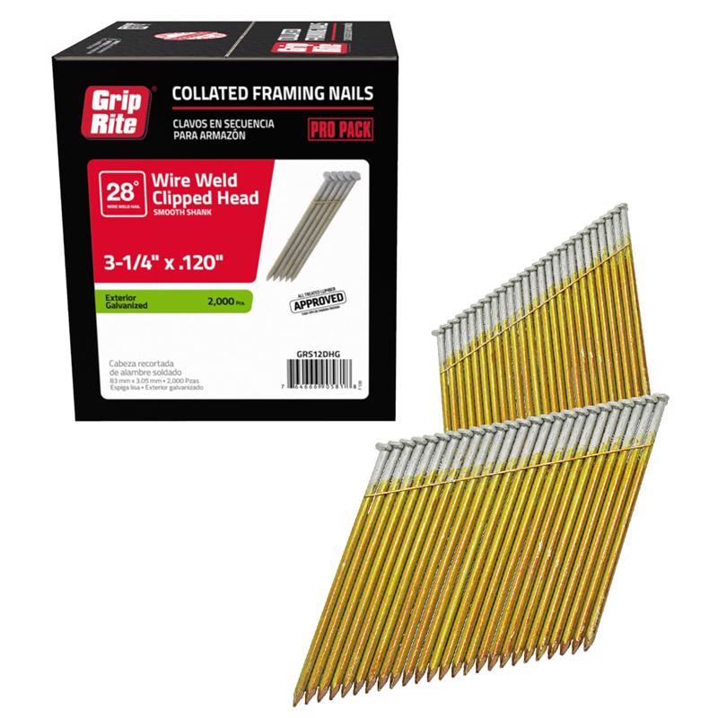 GRIP-RITE - Grip-Rite 2-1/2 in. Angled Strip Bright Framing Nails 21 deg 5000 pk