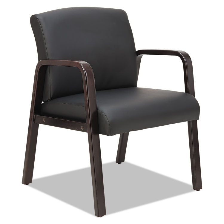 Alera - Alera Reception Lounge WL Series Guest Chair, 24.21" x 24.8" x 32.67", Black Seat, Black Back, Espresso Base