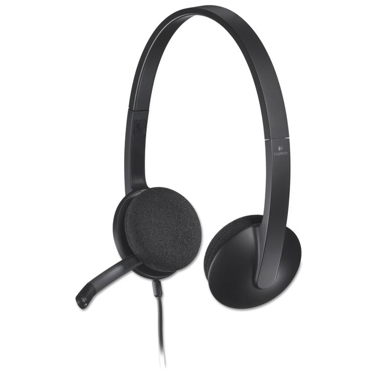 Logitech - H340 Binaural Over The Head Corded Headset, Black