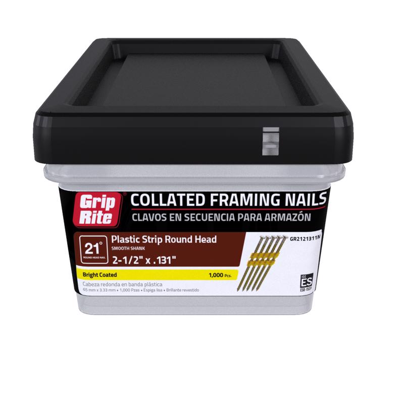 GRIP RITE - Grip-Rite 2-3/8 in. 11-1/2 Ga. Angled Strip Hot-Dip Galvanized Framing Nails 21 deg 1000 pk