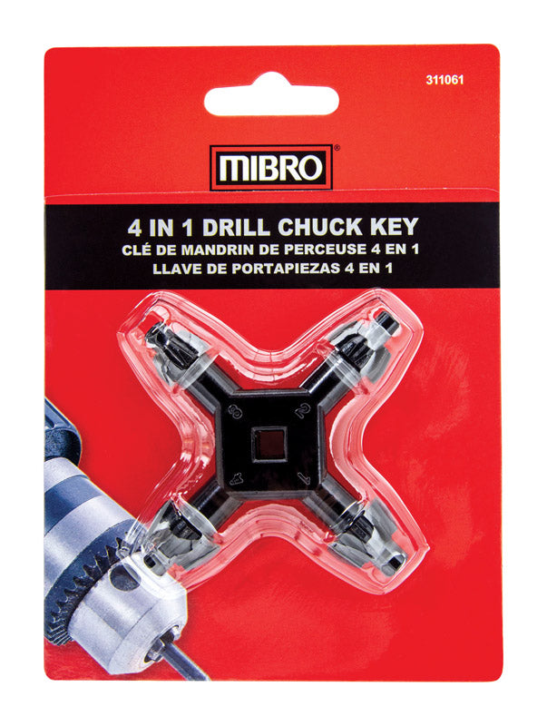 MIBRO - MIBRO 1/4 to 1/2 in. 4-In-1 Drill Chuck Key Hardened Steel 1 pc
